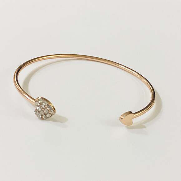 Rhinestone Heart Cuff Bracelet - Picture 1 of 2